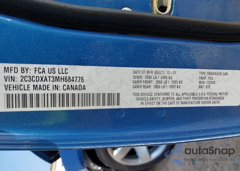 2021 Dodge Charger Police Rwd from USA, damaged, VIN 2C3CDXAT3MH684776